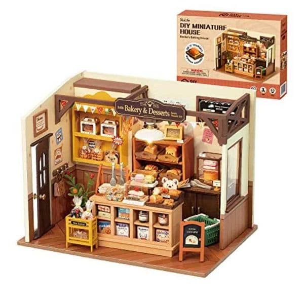 Robotime Mini Dolls House Building Kit DIY Miniature House Kit with Furniture and LED Lights for Womens or Girls Birthday Gif M240824