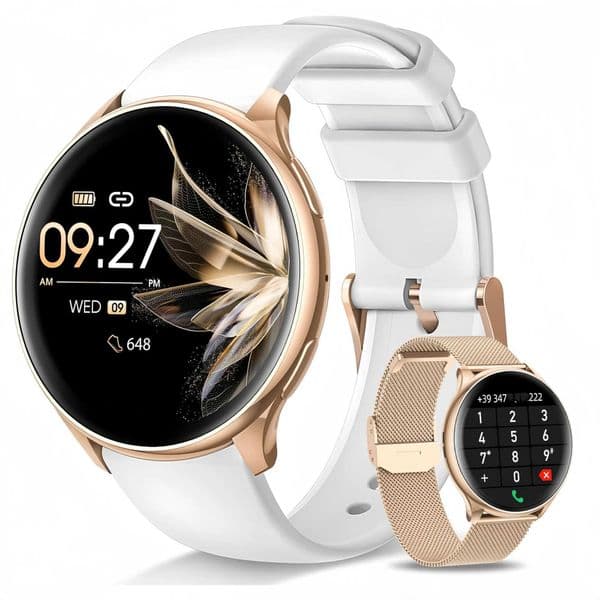 Little Meatball For Women 1.3 Smart Watch Compatible (Answer/Make Calls) Outdoor Fitness Tracker Gifts 2 Bands 26Y0422