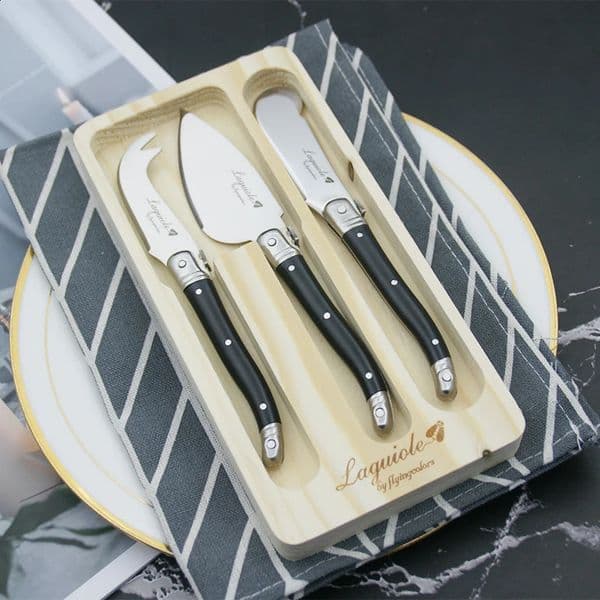 3piece Laguiole cheese knife set butter spreader scraper slicer red rainbow cutter supply 59 inches 159cm 240827