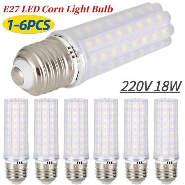 220V LED bulb 18W corn light 6000K E27 screw base LED light no flicker light household indoor light bulb household room light 1-6PCS CL240826