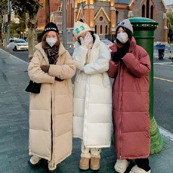 Russian Extended Ankle Down Cotton Jacket for Women Winter New Korean Version Loose Knee Length Cotton Jacket Cotton Jacket