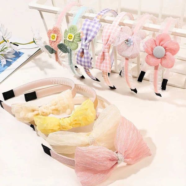 New Cute Solid Color Flower Hair Ring Hair for Girls Fashion Lace Pearl Bow Earrings Headband Childrens Hair Accessories W240816