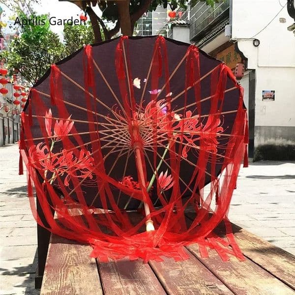 Chinese Dance Performance Lace Umbrella Classical Hanfu Oil Paper Umbrella Fairy Ancient Parasol Paraguas Inverso El Principito 240827