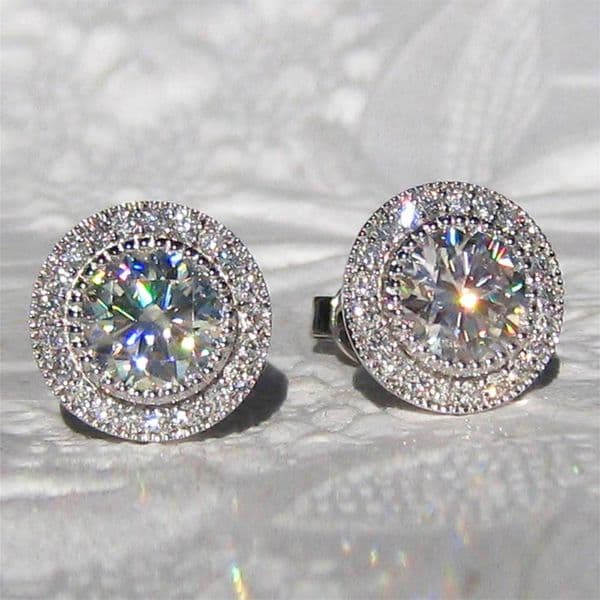 Cubic Zirconia Stud Earrings for Women Men 18K Real Gold Sier Plated Sparkling CZ Crystal Earrings Simulated Diamond Round Earrings Party