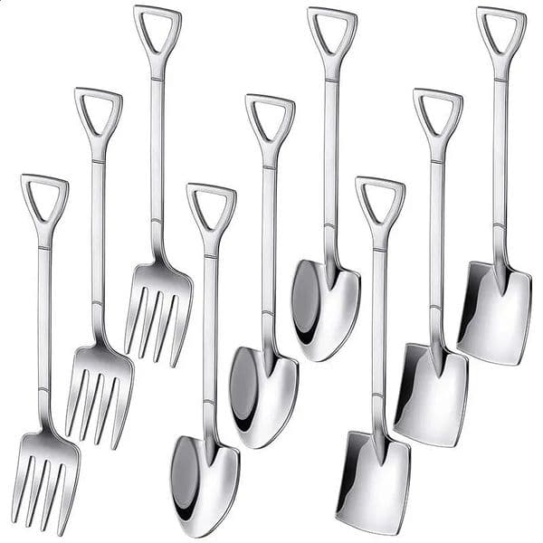 148Pcs Shovel Spoon Stainless Steel Teaspoon Creative Coffee Ice Cream Dessert Tableware Set 240827