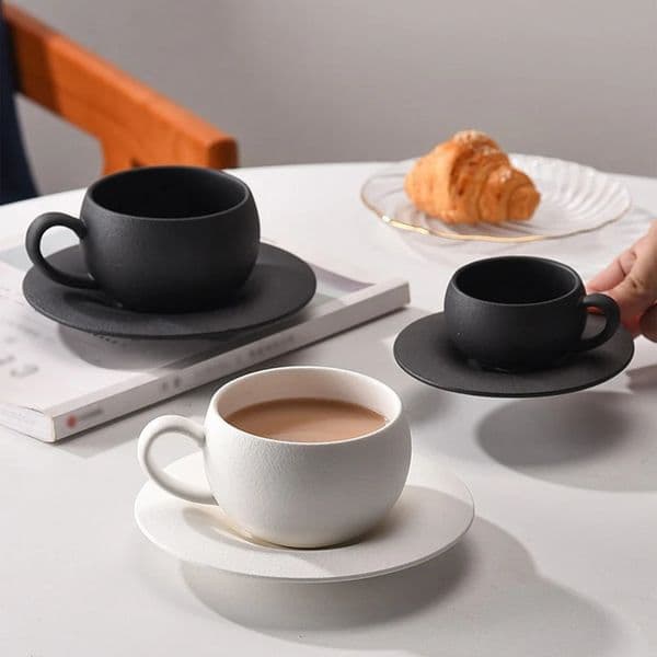 110ML/280ML Burning Stone Pattern Coffee Cup and Sauce Vintage Style Ceramic Cup Exquisite Afternoon Tea Cup Water Cup Gift Cup 240827