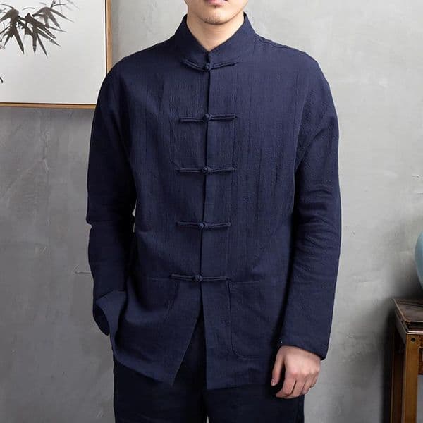 Men's Sweaters Men Tan Color Sweater Linen Japanese Chinese Traditional Clothing Tang Suit Long Sleeve Shirt For Hoodie Shawl