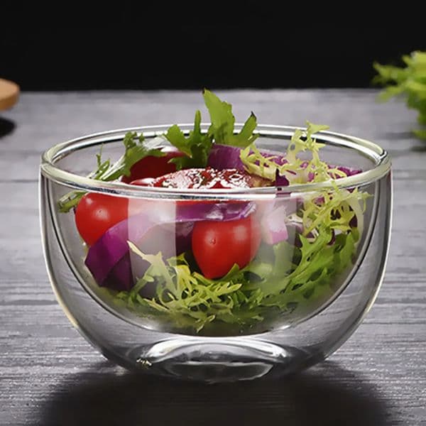 Heat resistant transparent double walled fruit salad bowl tableware travel beverage glasses business gifts LB 240826