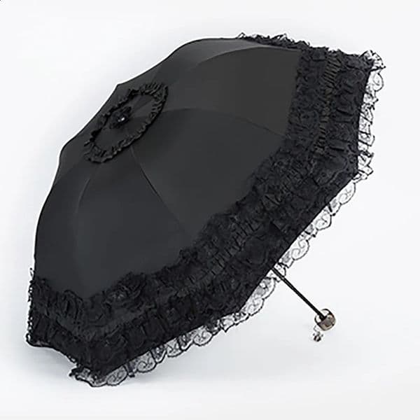 Lace Sun Umbrella Anti-UV Protection Thickened Black Glue Sun Rain Dual Use Sunshade Portable Umbrella Princess Female Parasol 240827