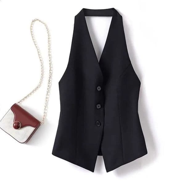 Strapless backless vest womens vest clothing trend top n sleeveless vest black fashion vest 240828