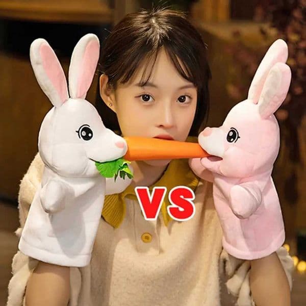 Animal Hand Puppet Rabbit Hand Puppet Telling Story Doll Toy Rabbit Glove Puppets Learning Aid Toys Kids GiftsXJ240827