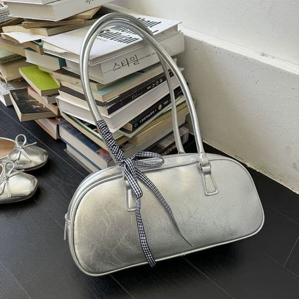 Large Capacity Silver Bag Women Portable Pillow Bag All-Match Shoulder Underarm Bag Womens Handbag Casual Boston Commuting Bags 240827