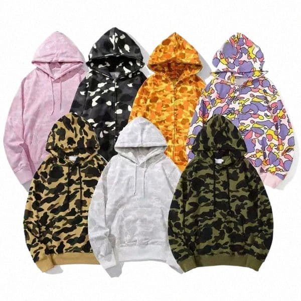 2024 Men Hoodie Designer Zip Jackets 1:1 Good quality Women Long Sleeves Hooded Casual Hoody Loose Camoue Sweatshirts High Streetwear Coats Fleece Y4gD#