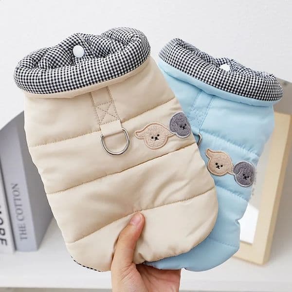 Mini Dog Autumn and Winter Warm Dog Two Foot Button Casual Cotton Tank Top with Traction Dog Clothing Pet Coat Dog Pet Clothing 240828