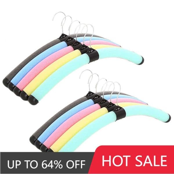 10 pieces of colorful foam sponge coat hangers outdoor camping travel flexible coat hangers wide shoulder anti-skid clothes storage M240829