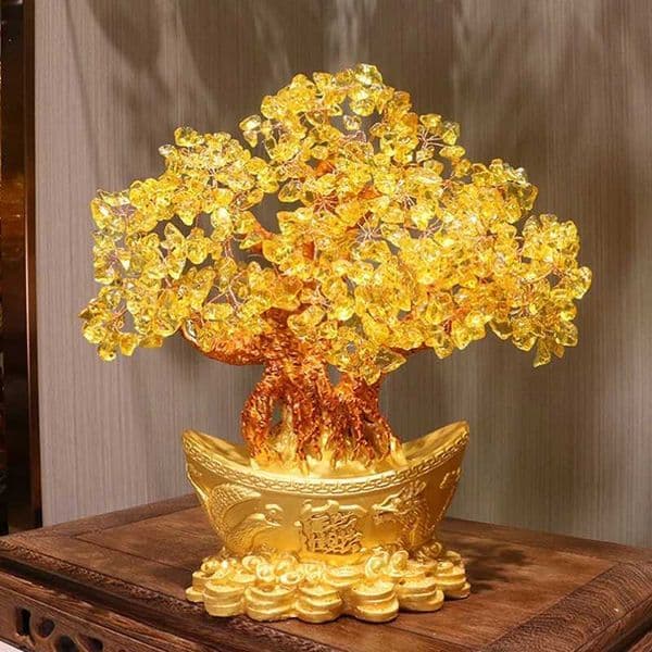 Lucky Money Tree China Gold Ingot Crystal Wealth Tree Decoration Wealth Tree Decoration Desktop Craftsmanship W240828
