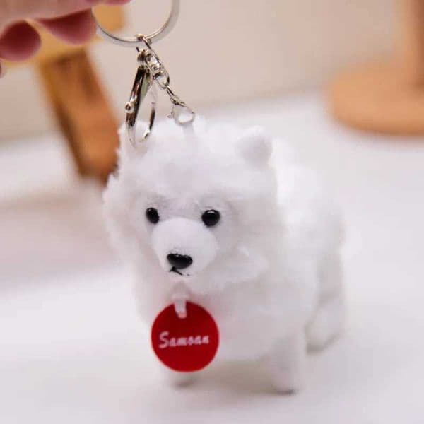 Game And Toy New Cute Trendy Samoyed Dog Plush Bag Pendant Lifelike Fashione White stuff animal Keychain Soft Funny Decorate Birthdaycouple Gift Free Shipping