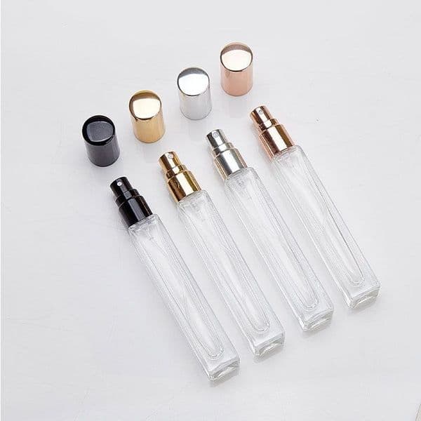 Empty Pocket Botol Parfum 10ml Sample Vials Perfume Atomizer 10 ml Square Travel Size Fine Perfume Spray Glass Bottle