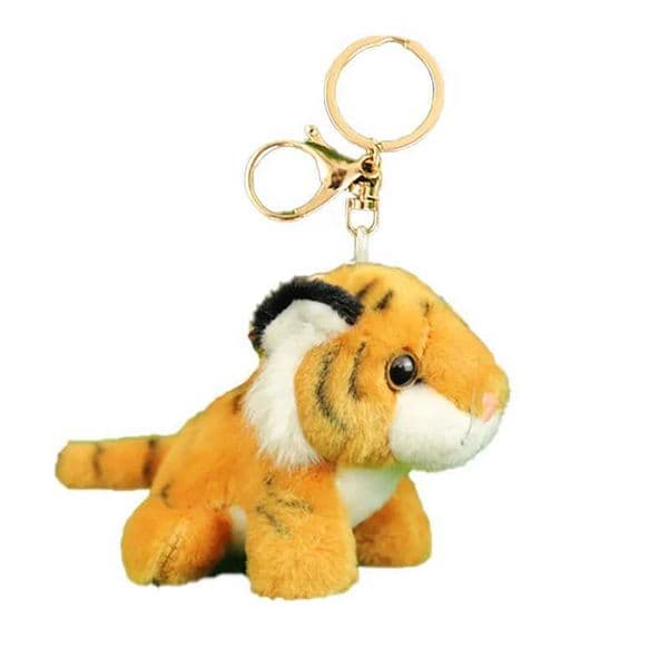 1PCS 10cm Real Life Cute Tiger Plush Pendant Toys Stuffed Forest Animal Doll Key Chains Kids Children Cartoon Birthday GiftXJ240828