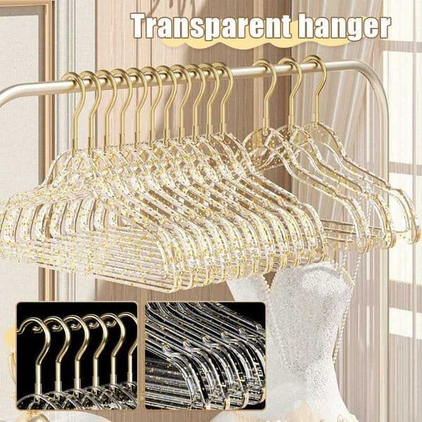 10/20 pieces of transparent acrylic hangers anti slip transparent plastic flash wardrobe organizer saves space Camisol clothing storage M240829