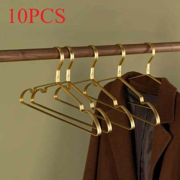 10 pieces of aluminum alloy clothing hangers gold durable household outerwear products organizer adult hangers M240829