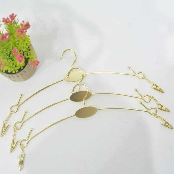 10 pieces/batch of rose gold anti slip metal underwear hangers metal bra clips socks underwear hangers household dry hangers with clips M240829