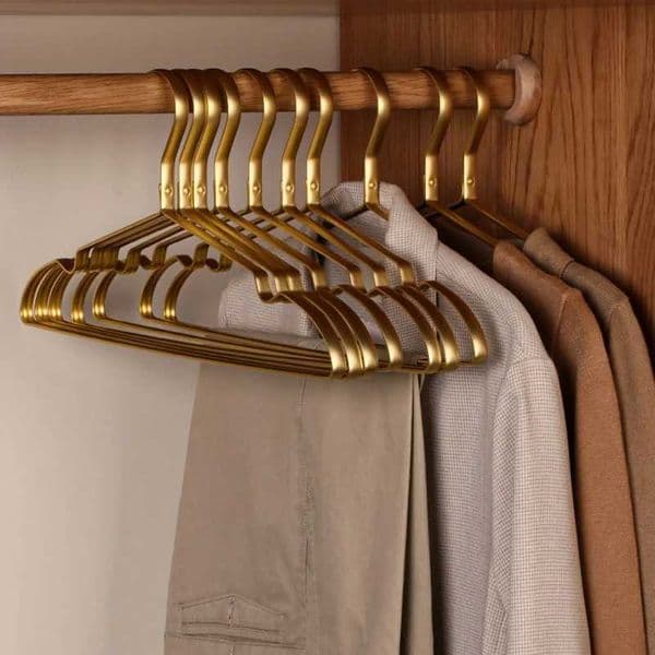 10 matte gold hangers horse clothing aluminum alloy dry hangers anti slip dresses towel hangers wardrobes space saving organizers M240829