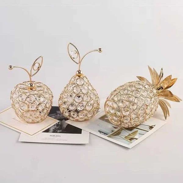 Creative 3D Crystal Fruits Ornaments Bling Rhinestone Pineapple snow pear Model Home Desktop Decoration Handicraft Prop Gift W240828