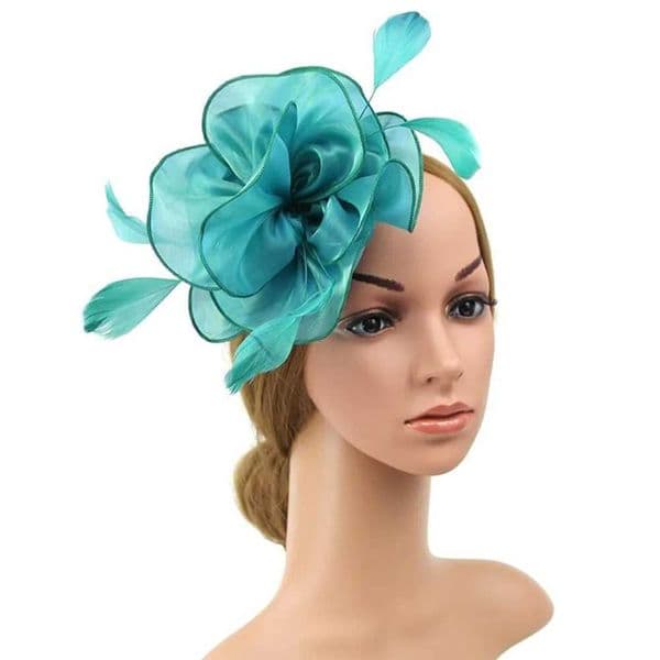 Charming ladies tea party with Kentucky Derby hat cocktail floral net feather headdress wedding hair clip M240829