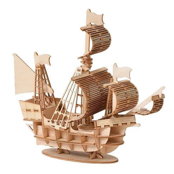 1PC 3D sailboat wooden puzzle component model puzzle DIY wooden craft 3D puzzle gift desktop decoration W240828