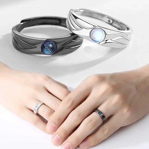 2 demon and angel matching couple friendship lover open adjustable ring set minimum engagement wedding ring W240829