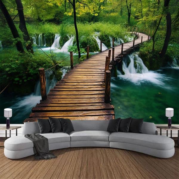 Landscape Waterfall Tapiz Wall Art Flower Pendant Family Bedroom Decoration Y2k Arazzi 240829