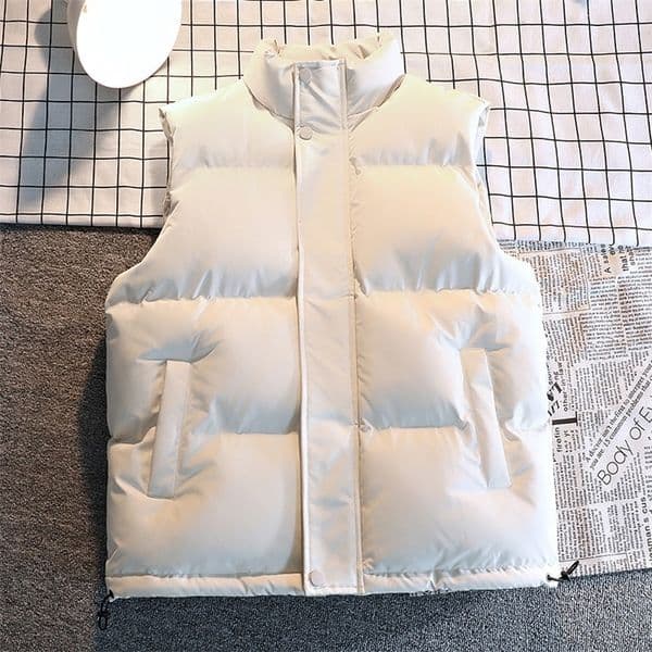 Autumn Winter White Vest Jacket Men Fashion Sleeveless Jackets Solid Color Warm Vests Thick Black Waistcoat Men Clothing 240829