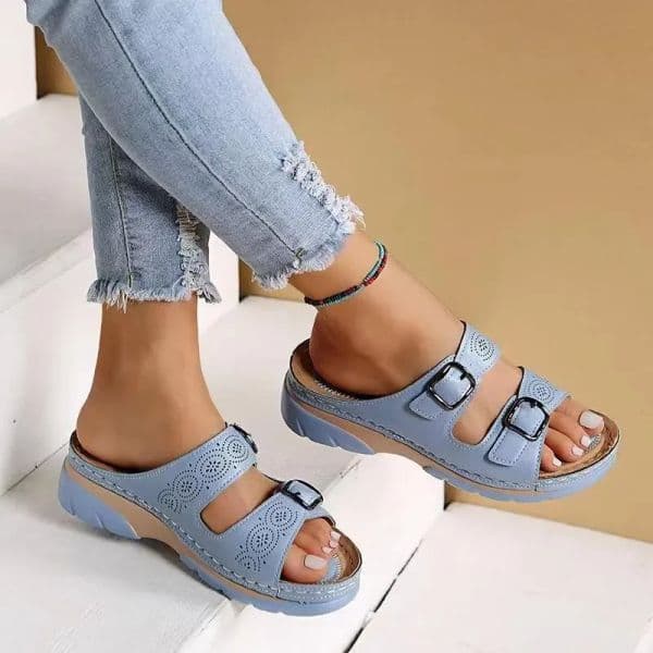 2023 Wedges Sandals for Women Fashion Belt Buckle Platform Outdoor Walking Slippers Non-slip Open Toe Ladies Shoes