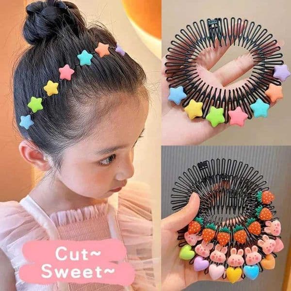 3Pcs Childrens Y2k Star Color Hair Comb with Broken Head Rabbit Heart Cute Headband Princess Girl Hair Accessories CL240830