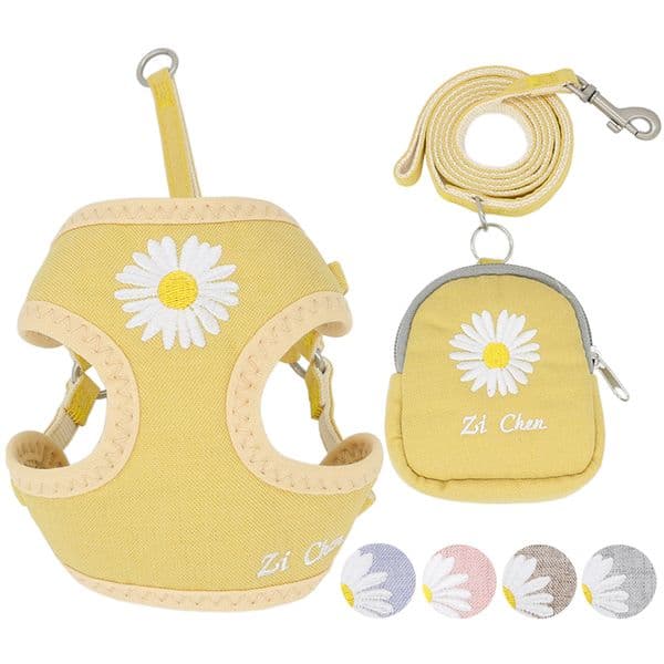 Dog Collar Designer Embroidery Breathable And Leash Set, Adjustable Snack Bag, dog leash Cat Harness For S,M Dogs, Vest Leashes, Dog Supplies Free Shipping Ha