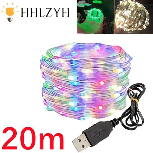 1m/10m/20m LED USB string light copper silver wire garden light waterproof fairy light used for Christmas party decoration 240829