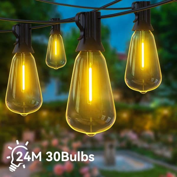 ST38 LED string lights 24M 15M IP65 Festoon outdoor lights garden cafe wedding street fairy string lights Christmas decoration 240829