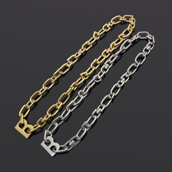 high quality pseudo gold Aurous process designer high-end B Necklaces Hip Hop rock necklace for men and women nobox