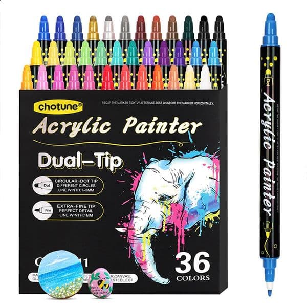 122436 Color Double Headed Acrylic Marking Waterproof Art Painting Supplies School Fixed Application on Wood Glass Fabric 240829