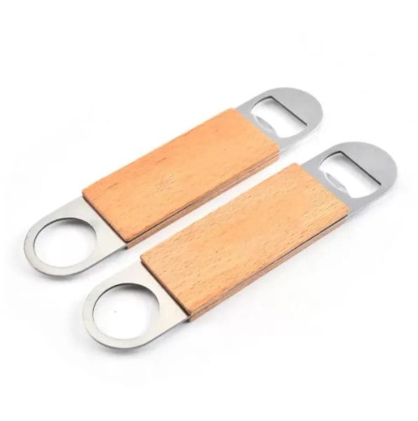 Wooden handle Bartender Opener Beer Bottle Speed Openers 7 inch Rubber Coated Stainless Steel