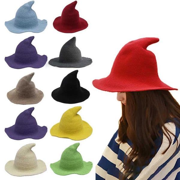 Halloween Knitted Wool Witch Hat Adult Children Witch Hat Halloween Holiday Costume Props Holiday Party Hat Halloween Decoration W240830