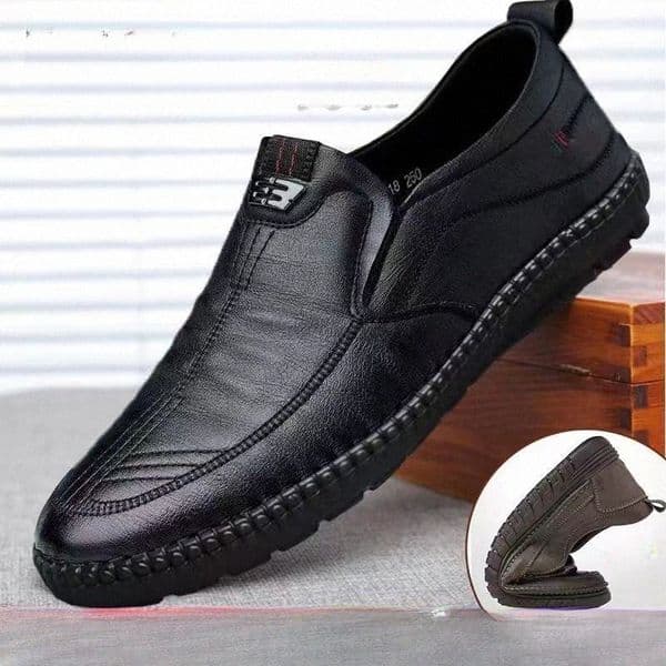Mens Leather Loafers Non Slip Walking Flats Breathable Outdoor Slip on Casual Shoes for Male Work Office Driving SneakersxRKK#