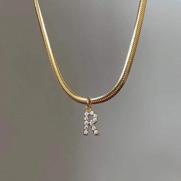 Inlaid Zircon Letter Initial Pendant Necklace For Women Gold Chain Cute Charms Collier Alphabet Necklaces Jewelry Friends GiftIcv0#
