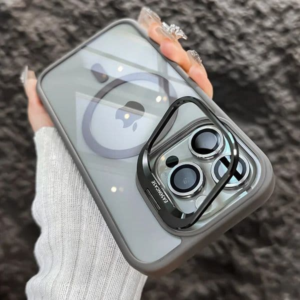 Shockproof Magnetic Glass Phone Case for iPhone 14 13 12 11 Pro Max, with Camera Lens Protector and Stand dh5727163