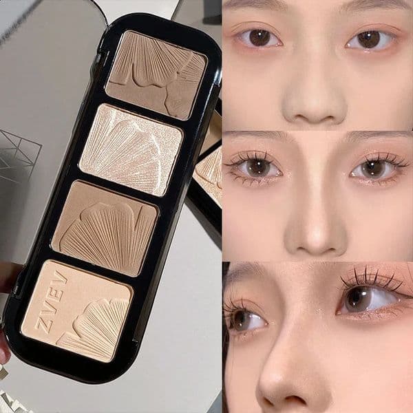 4-color contour Highlander coloring palette natural nose shadow Aegyosal 3D matte glossy bronze makeup 240829