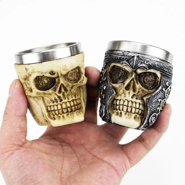 Gothic Resin Skull Cup Stainless Steel Beer Cup Shooting Glass Kitchen Bar Beverage Related Friends Gifts 240830