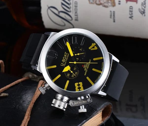 U Big Boat Watch 2024 Five-pin Men's Sport Silver black rubber Classic Dome luxury brand watch from Wind Montre de