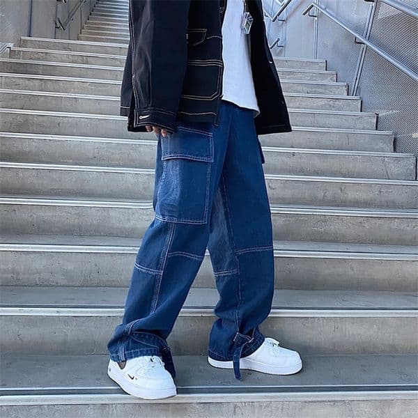 Loose Straight Baggy Mens Jeans Men Jeans Wide Leg Denim pants hip hop Streetwear Skateboard Neutral denim Trousers Cargo jeans 240830