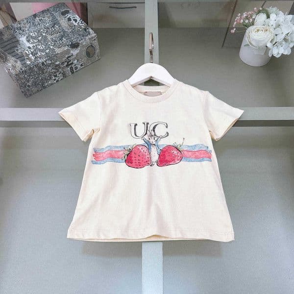 New baby T shirts Strawberry pattern printing cotton girls boys Short Sleeve Size 90-160 CM designer kids clothes summer child tees